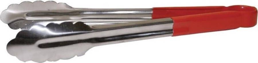 Vogue Hygiplas Serveertang Vleestang Kleurcode Rood RVS 30cm Gladde vorm tegen bacteriën horeca bbq tang
