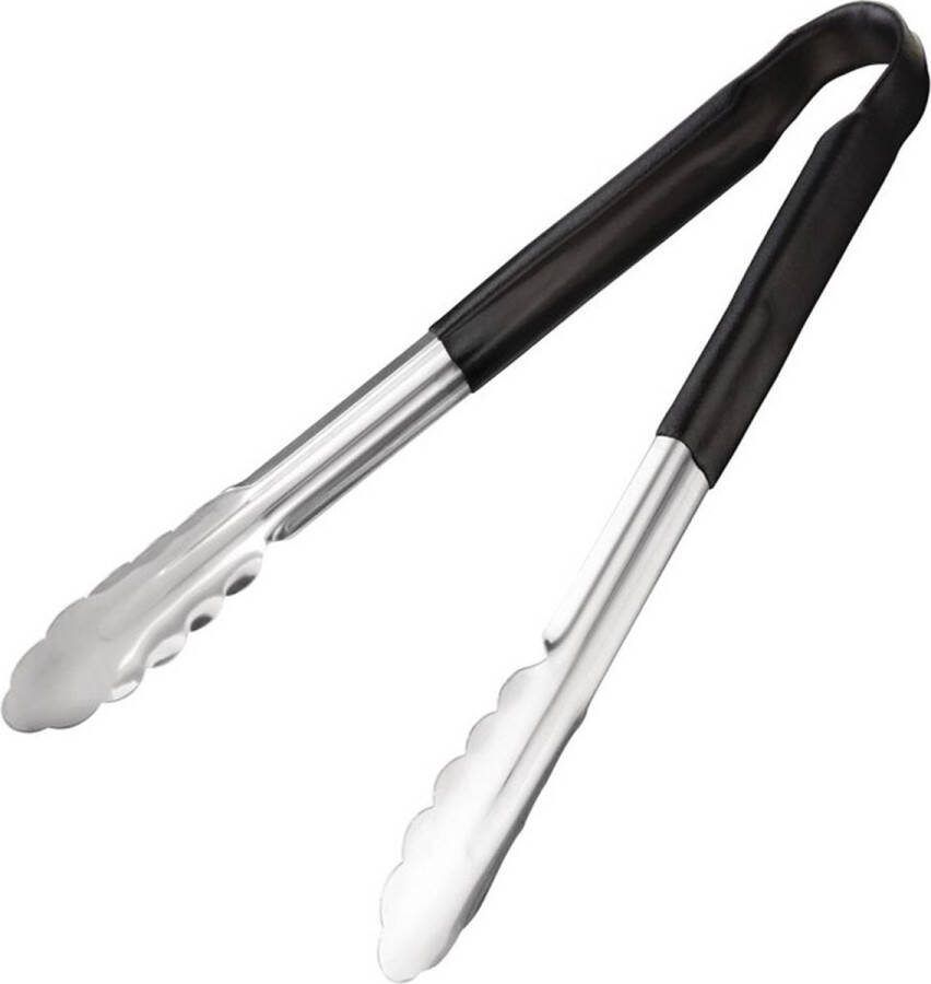 Vogue Hygiplas Serveertang Vleestang Zwart RVS 30cm Gladde vorm tegen bacteriën horeca bbq tang
