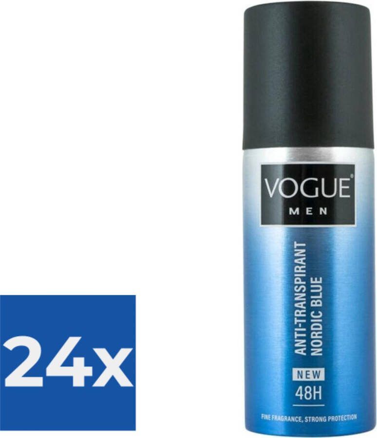 Vogue Men Nordic Blue Anti-Transpirant Deodorant Spray 150 ML Voordeelverpakking 24 stuks