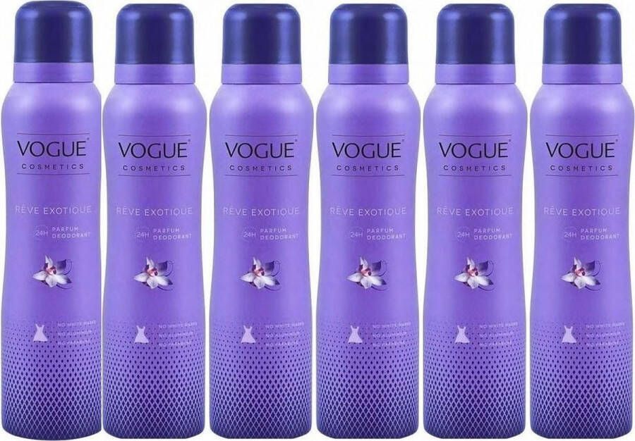 Vogue Reve Exotique Parfum Deodorant 6x 150 ml Voordeelverpakking