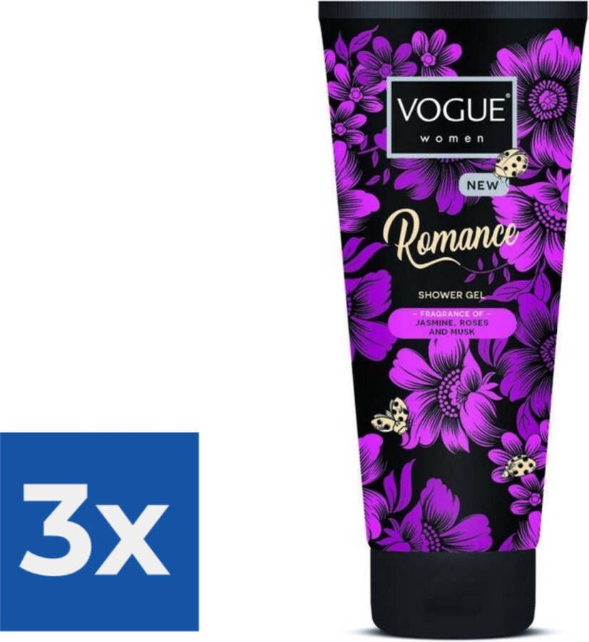 Vogue Romance Douche Gel 200 ml Voordeelverpakking 3 stuks