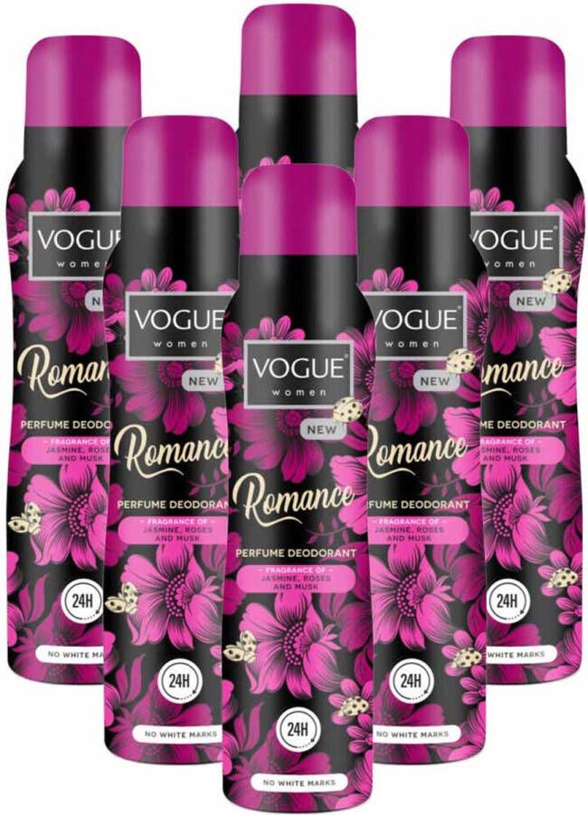 Vogue Romance Parfum Deodorant Voordeelverpakking 6 x 150 ml