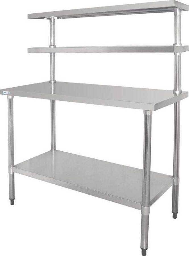 Vogue RVS werktafel met wandplanken 120cm