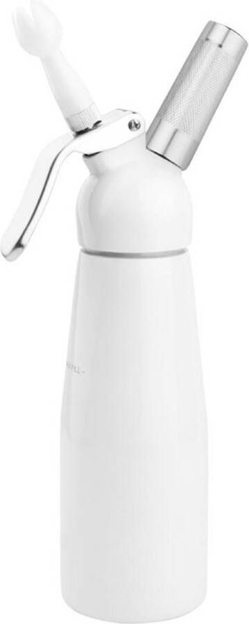 Vogue Slagroomspuit 0.5 Liter Aluminium Wit Met 3 spuitmondjes en reinigingsborstel