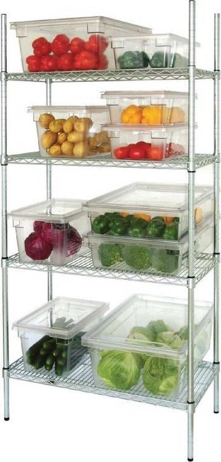 Vogue voorraadrek met 4 schappen Zink 183(h) x 183(b) x 45 7(d) cm