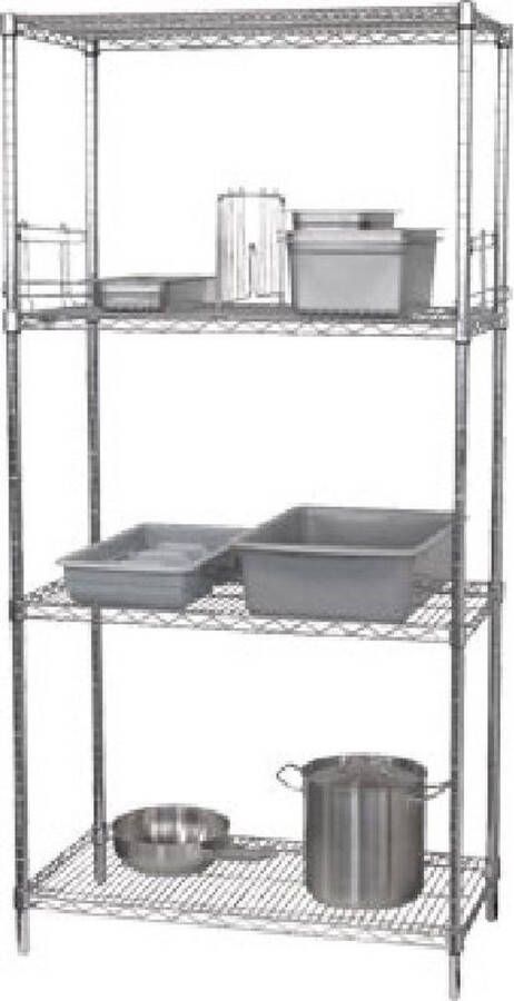 Vogue voorraadrek met 4 schappen Zink 183(h) x 183(b) x 61(d) cm