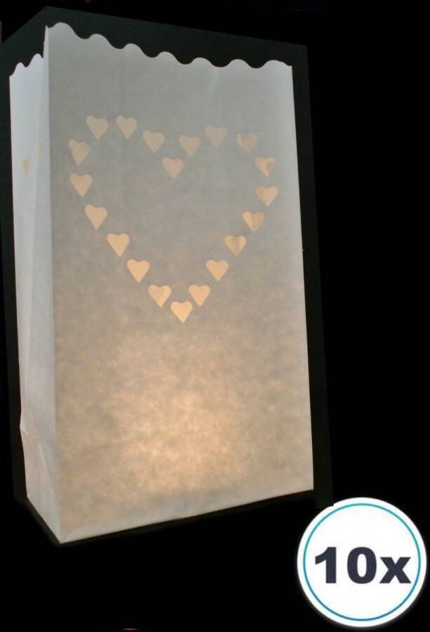 Volanterna 10 x Candle bag Groot Hart windlicht papieren kaars houder lichtzak candlebag candlebags sfeerlicht bedrukt: