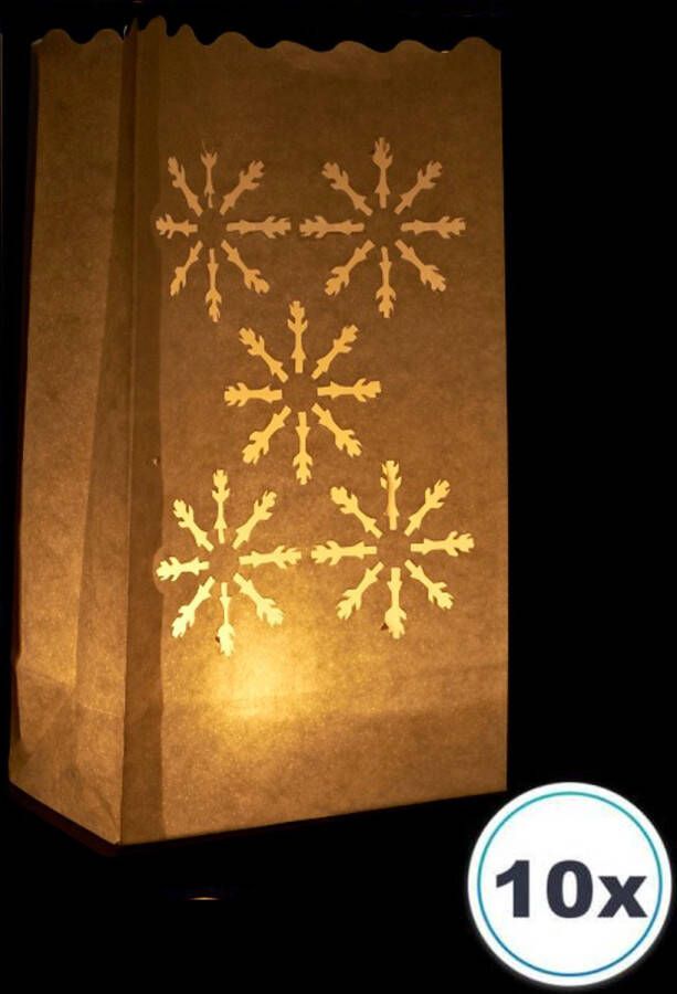 Volanterna 10 x Candle bag Kerst Sneeuwvlokken papieren kaars houder lichtzak candlebags sfeerlicht bedrukt theelicht