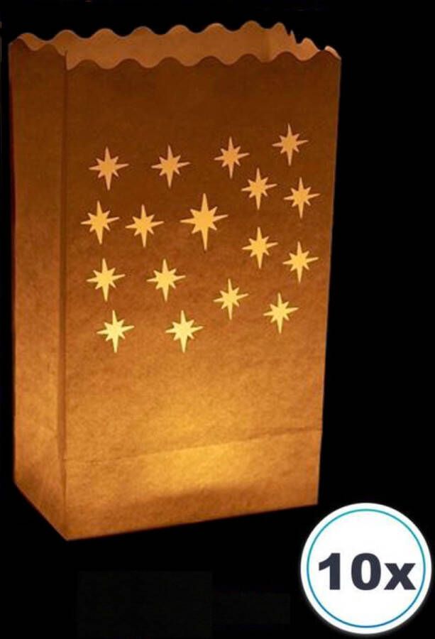 Volanterna 10 x Candle Bag Kleine Kerst Sterren papieren lichtzak candlebag sfeerlicht candlebags theelicht