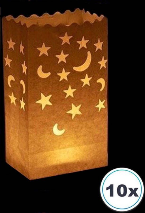 Volanterna 10 x Candle bag maan en sterren windlicht Luna e Stelle papieren kaars houder lichtzak candlebag candlebags sfeerlicht theelicht