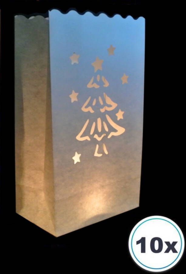 Volanterna 10 x Candle Bag met kerstboom windlicht midi papieren kaars houder lichtzak candlebag candlebags sfeerlicht bedrukt logo foto theelicht