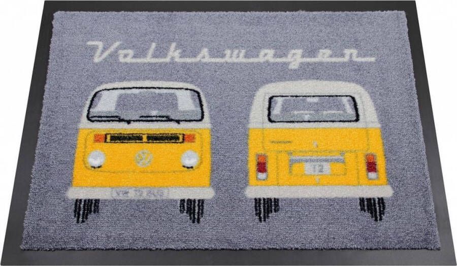 Volkswagen Nostalgic Art Deurmat VW T2 Front Back Oranje