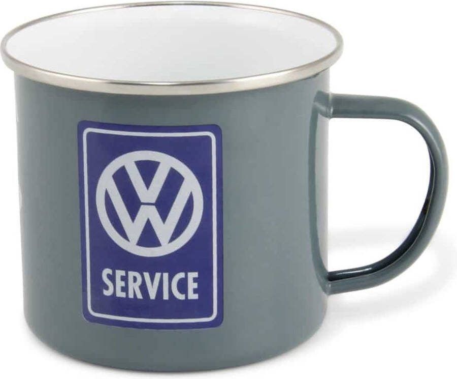 Volkswagen VW T1 Bus Emaille Mok 500ml VW Service grijs