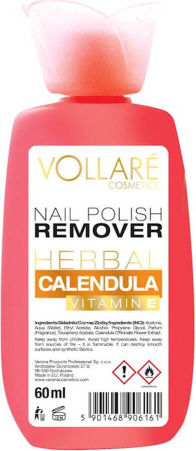 VOLLARE Nail Polish Remover Herbal Calendula Vitamin E Nagellakremover 60ml