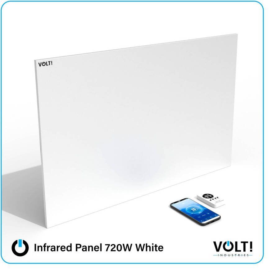 VOLT! Infrarood Verwarmingspaneel 720W Wit Elektrische kachel Infrarood paneel Infrarood verwarming Afstandsbediening en appbesturing