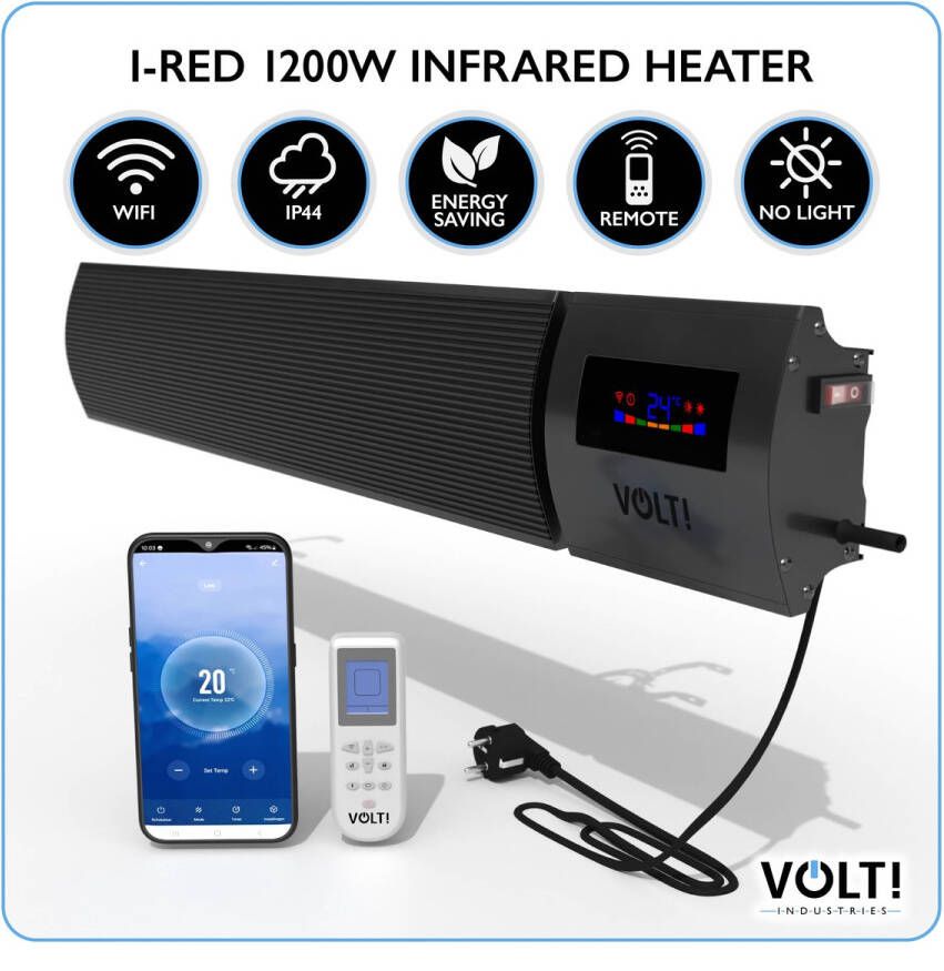 VOLT! VOLT I-RED 1200W Wifi Badkamerverwarming Infrarood verwarming IP44