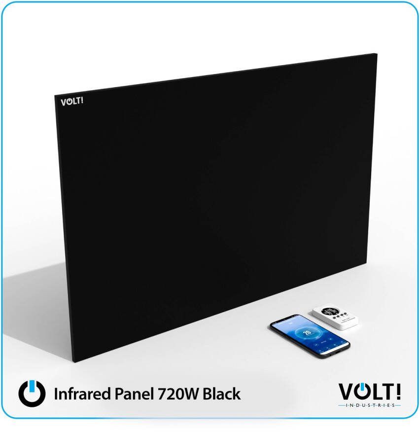 VOLT! VOLT Infrarood Verwarmingspaneel 720W Zwart Elektrische kachel Infrarood paneel Infrarood verwarming Afstandsbediening en appbesturing
