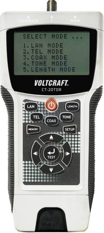 Voltcraft CT-20TDR Kabeltester Geschikt voor Afgeschermde niet-afgeschermde kabels CAT3 CAT4 CAT5 CAT5e CAT6 coax