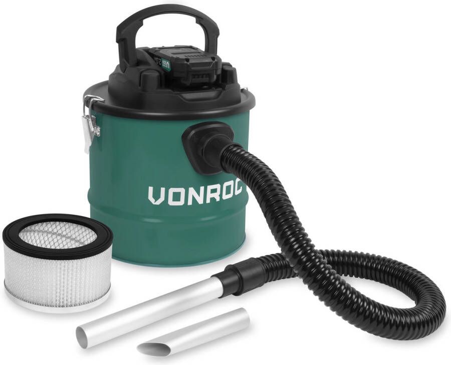 VONROC TOOLS VONROC Accu aszuiger VPower 20V – 12L reservoir – HEPA-filter Incl. 2.0Ah accu en snellader