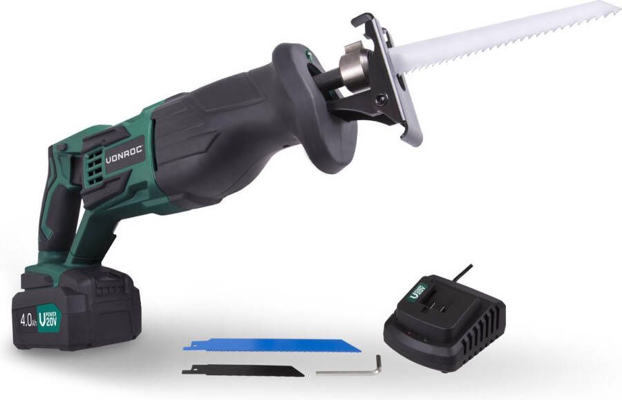 VONROC TOOLS VONROC Accu Reciprozaag – VPower 20V – Incl. 1x 4.0Ah accu sneloplader zaagbladen & opbergtas