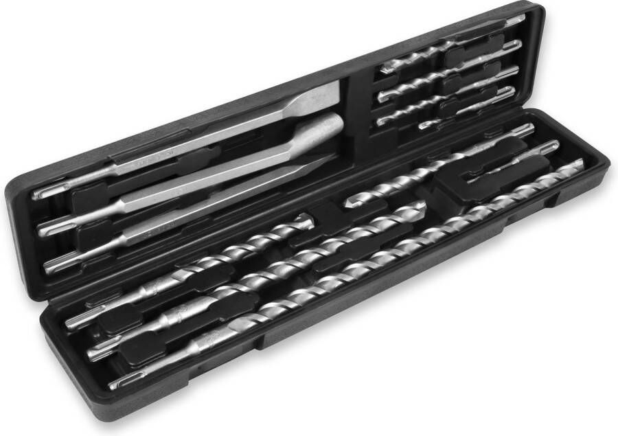 VONROC TOOLS VONROC Boor- en beitelset SDS-Plus – 12-delig – Universeel – Koffer incl. boren punt guts- en platbeitels