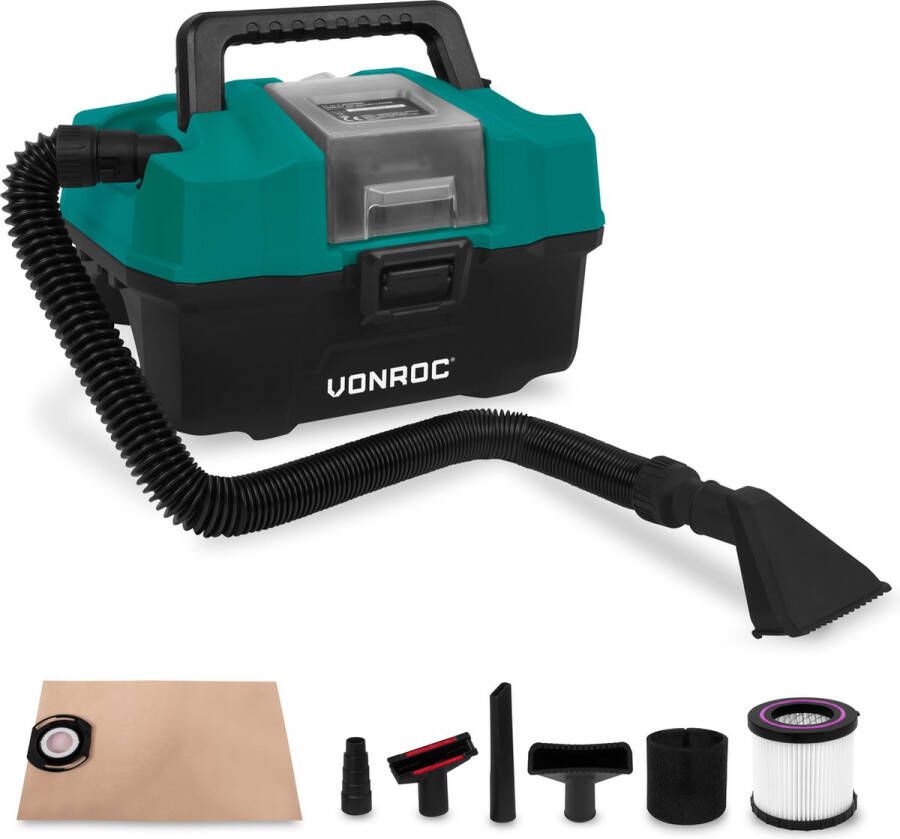 VONROC TOOLS VONROC Compacte alleszuiger stofzuiger 20V Incl. accessoires – excl. accu en snellader