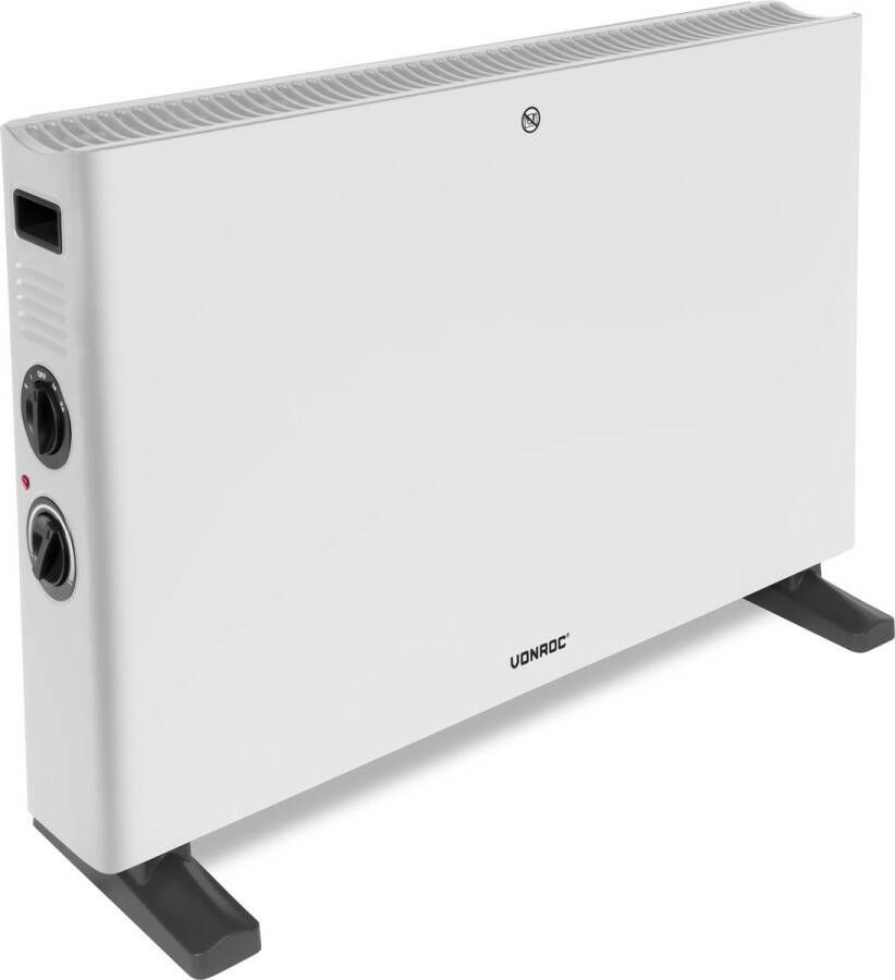 VONROC HOME VONROC Elektrische kachel Convectorkachel met ingebouwde radiator ventilator 2 standen: 1250W 2000W Regelbare thermostaat Verwarmt ruimtes tot 24m2 – Modern design Wit