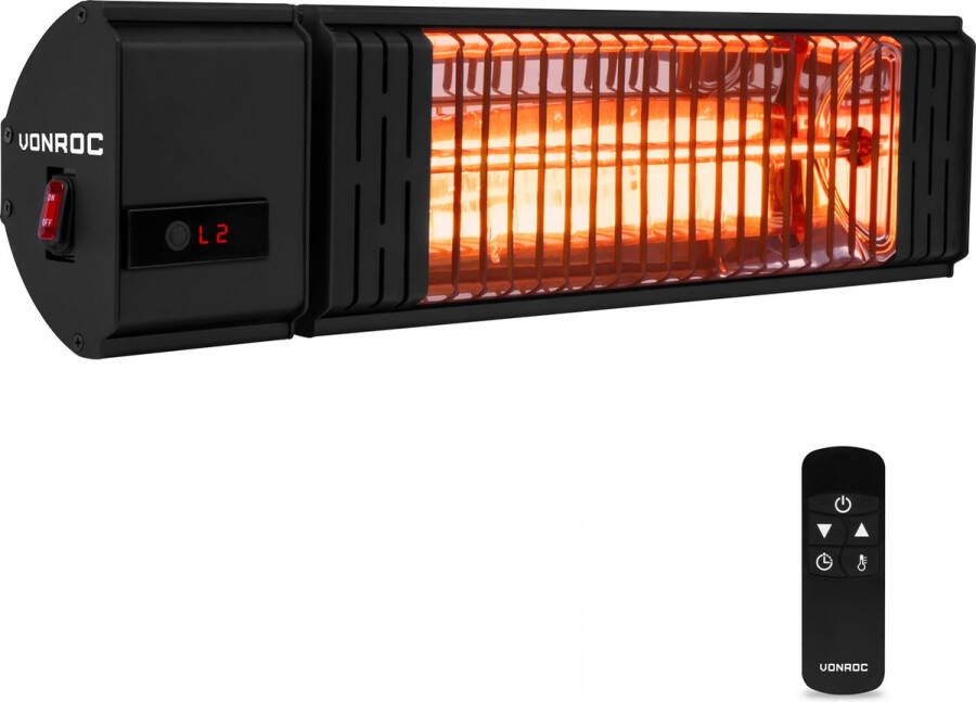 VONROC GARDEN VONROC Sfeervolle terrasverwarmer – Volsini PRO – 2000W – Met instelbare warmteniveaus timer LCD-scherm en afstandsbediening
