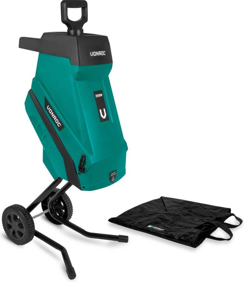 VONROC GARDEN VONROC Hakselaar Shredder 2500W – Voor takken tot Ø45mm – Incl. 45L opvangzak & duwstok