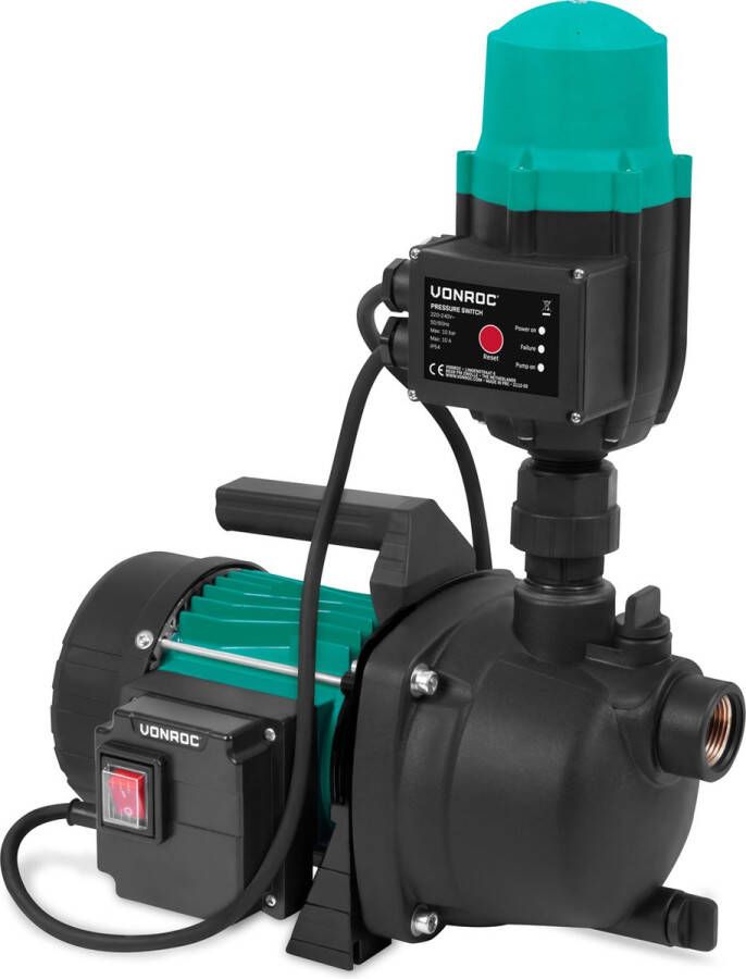 VONROC GARDEN VONROC Hydrofoorpomp Automatische pomp 800W 3300l h Met drukschakelaar Droogloopbeveiliging Voor besproeien en huishoudwater