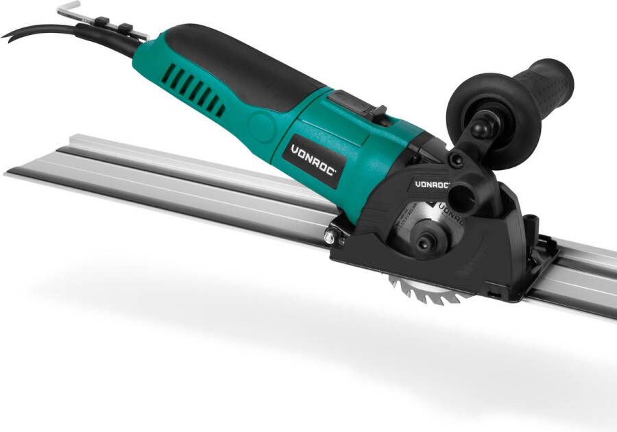 VONROC TOOLS VONROC Mini cirkelzaag invalzaag 500W Ø85mm – Met geleiderail – Variabele snelheid Incl. 3 zaagbladen