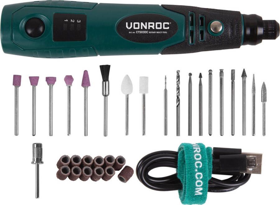 VONROC TOOLS VONROC Roterende Multitool – 4V – Incl. 31-delige accessoire set & opbergtas