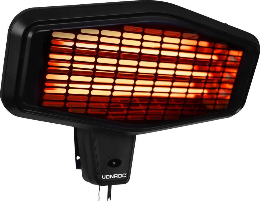 VONROC GARDEN VONROC Sfeervolle terrasverwarmer – Amiata 2200W – Krachtige infraroodlamp – 3 warmteniveaus – Voor muur montage