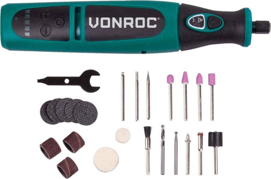 VONROC TOOLS VONROC Accu Multitool – Roterend – 8V – Incl. 24 accessoires oplader & opbergtas