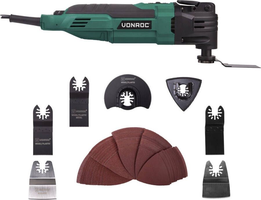 VONROC Oscillerende Multitool – 300W – snelwisselsysteem variabele snelheid – Incl. 61 accessoires