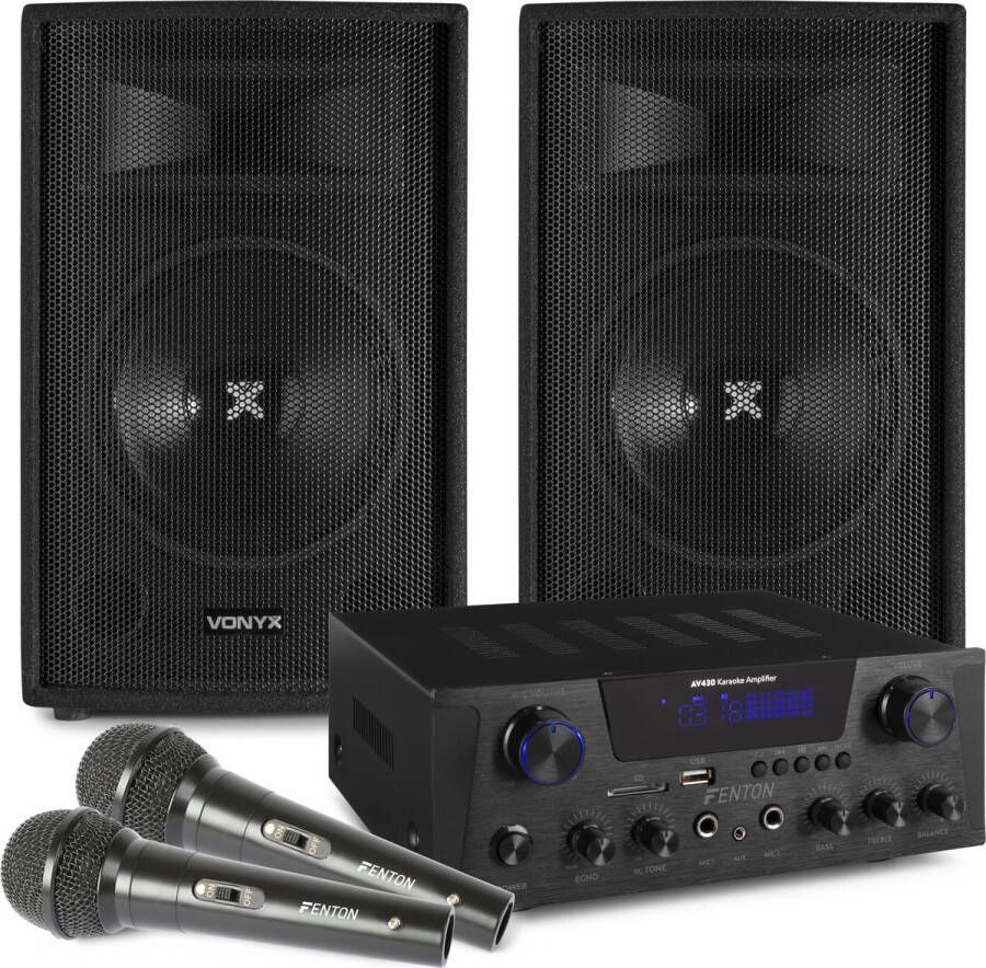 Vonyx Just Sing karaoke set voor volwassenen met Bluetooth en 2 microfoons 500W