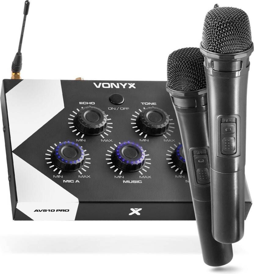 Vonyx Karaoke Set met Bluetooth en 2 Karaoke Microfoons AV510 Voor Volwassenen