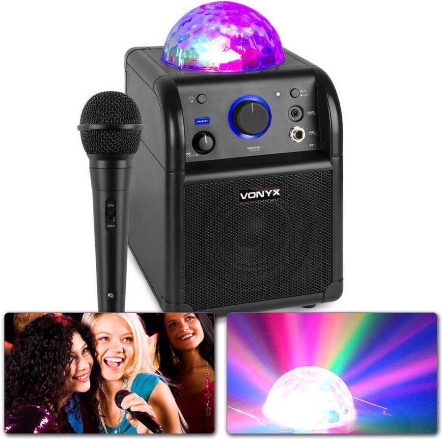 Vonyx Karaoke Set met Microfoon en Echo Effect SBS50B Bluetooth Speaker met Jelly Ball Licht 50 Watt