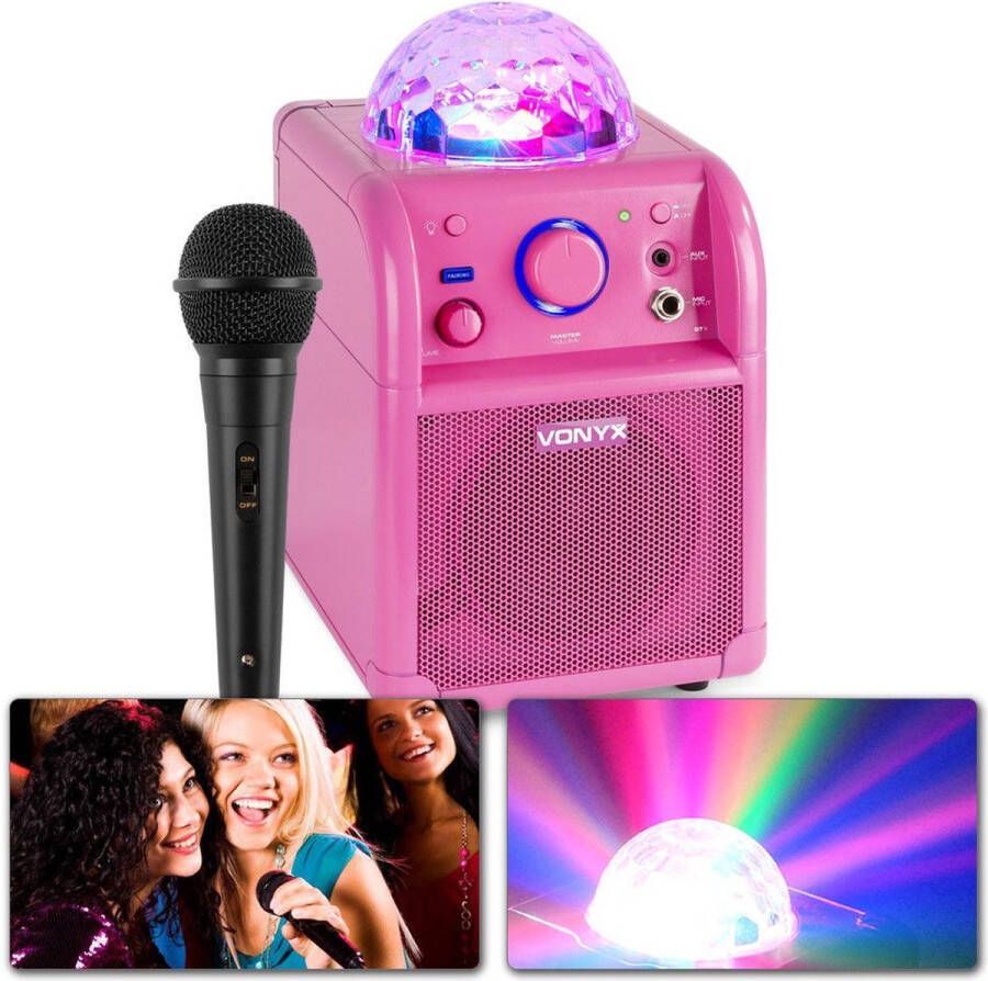Vonyx Karaoke Set met Microfoon en Echo Effect SBS50P Bluetooth Speaker met Jelly Ball Licht 50 Watt
