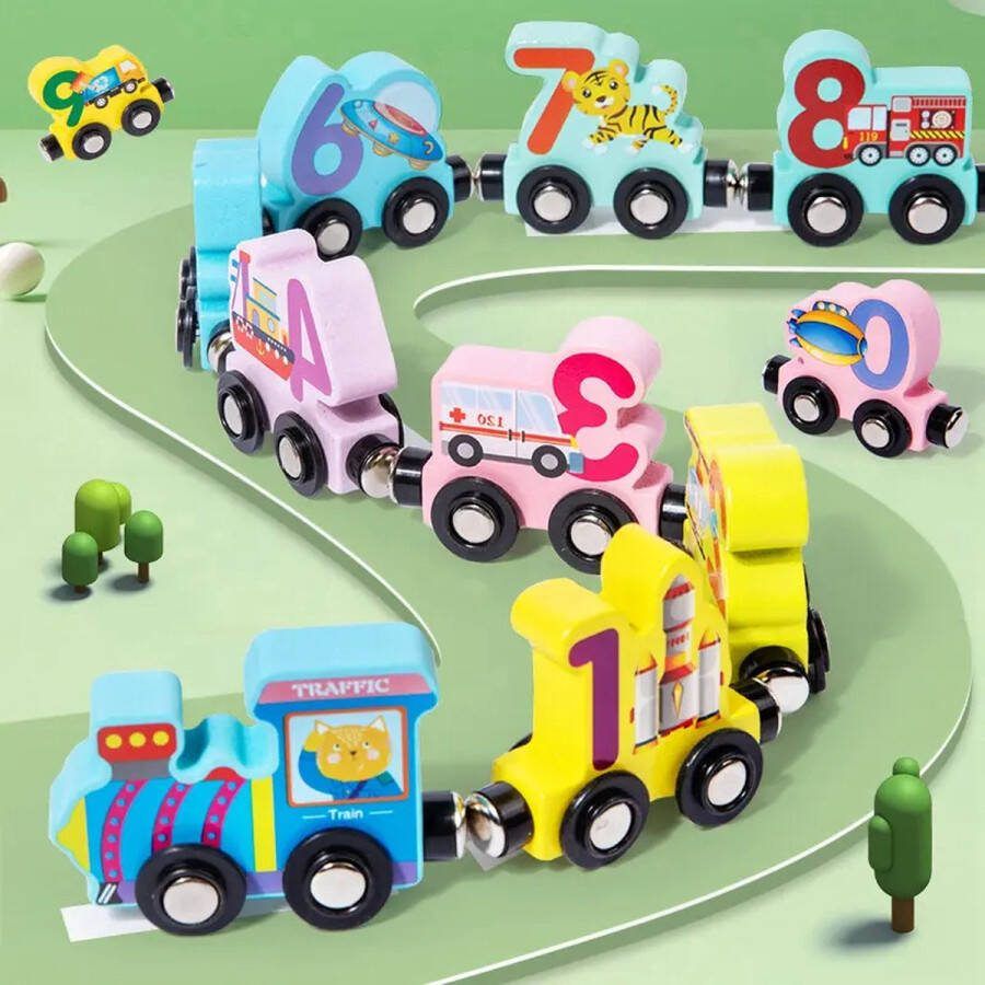 Voranti Montessori Speelgoed 3 jaar Educatief Speelgoed nummer trein Educatieve Puzzel 3 jaar Houten Speelgoed Sensorisch Speelgoed Sorteren Ontwikkelings Speelgoed