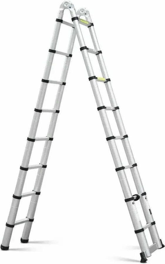 VORLOU 5 m vouwladder telescopische ladder van aluminium uittrekbare ladder 2 5 m + 2 5 m maximale belasting 150 kg