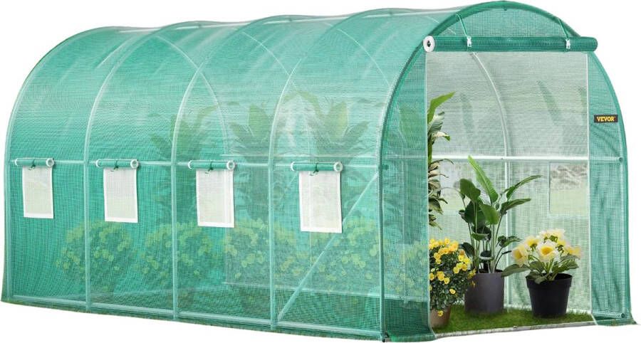 VORLOU Kweekkas Tuinkas Broeikas 3 7 x 2 1 x 2 1 M Tunnelkas Waterdicht 6 Ramen Gegalvaniseerd Frame Groen