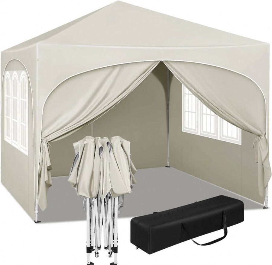 VORLOU Smart-Shop Woltu Opvouwbaar Tuinhuisje Party Tent Waterafstotend UV-Bescherming 3X3M Grijs