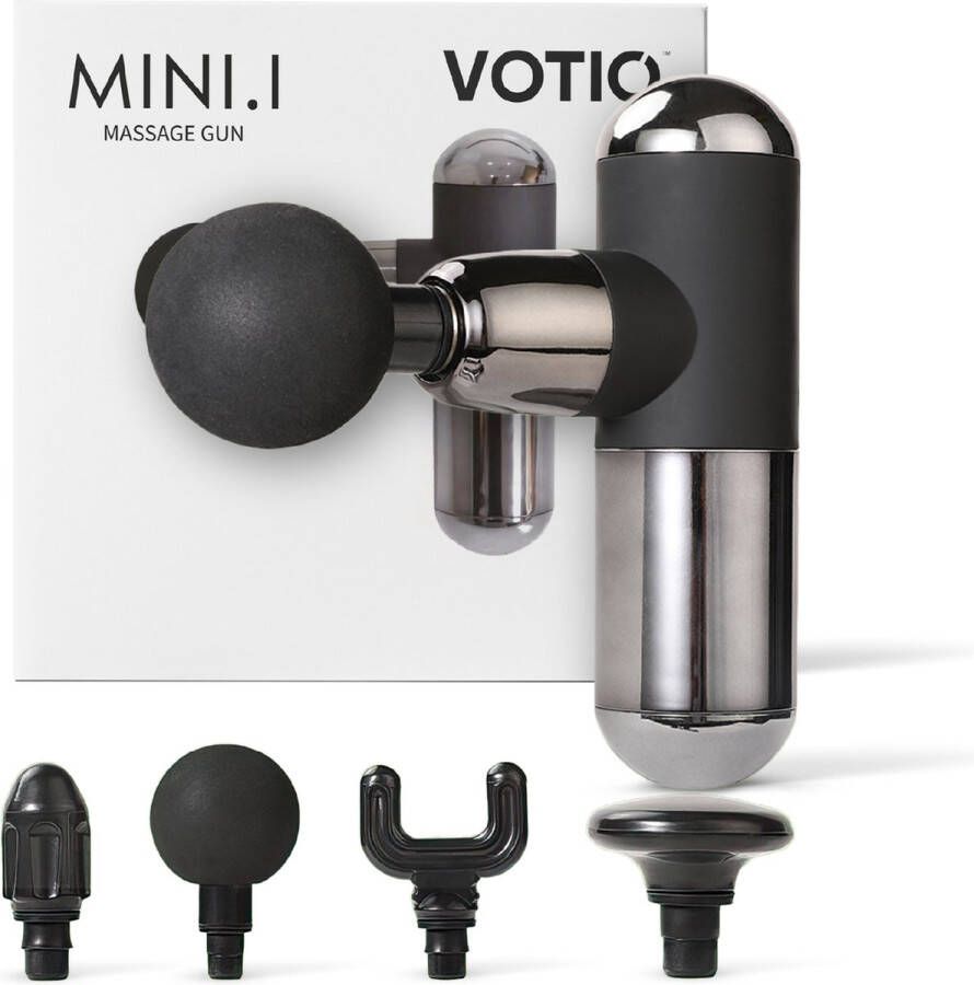 Votiq Massage Gun + 4 accessoires Professioneel Krachtig Apparaat Draadloos Nekmassage Rugmassage Zwart