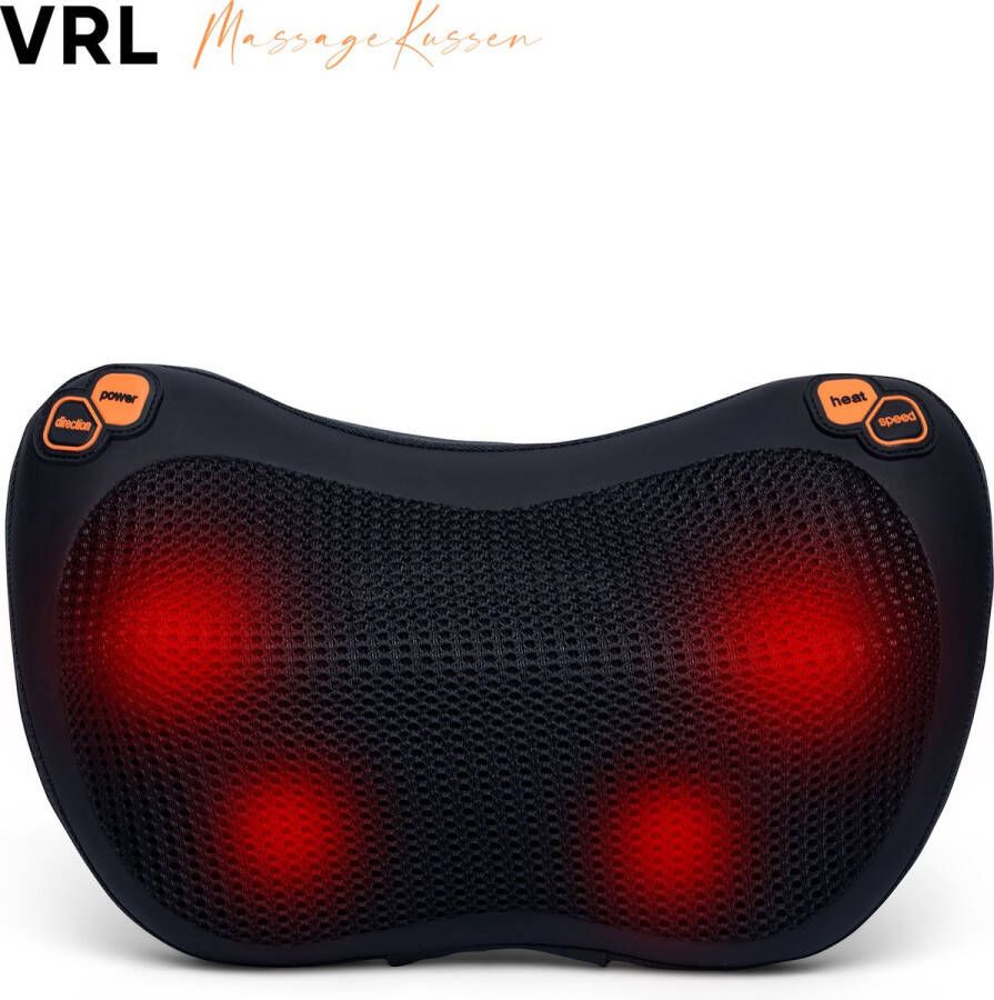 VRL Massagekussen – Massage apparaat – Warmte functie en infrarood – Shiatsu Voor nek en schouders – Inclusief Auto Oplader
