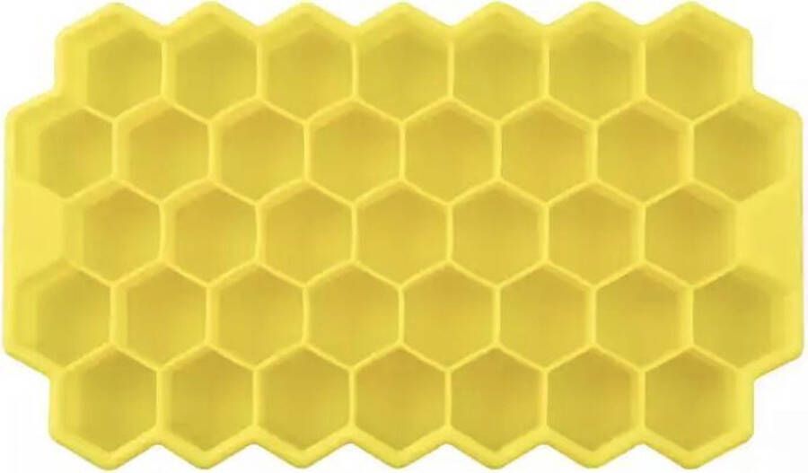 VSE honingraat siliconen ijsblokjes vorm met deksel geel