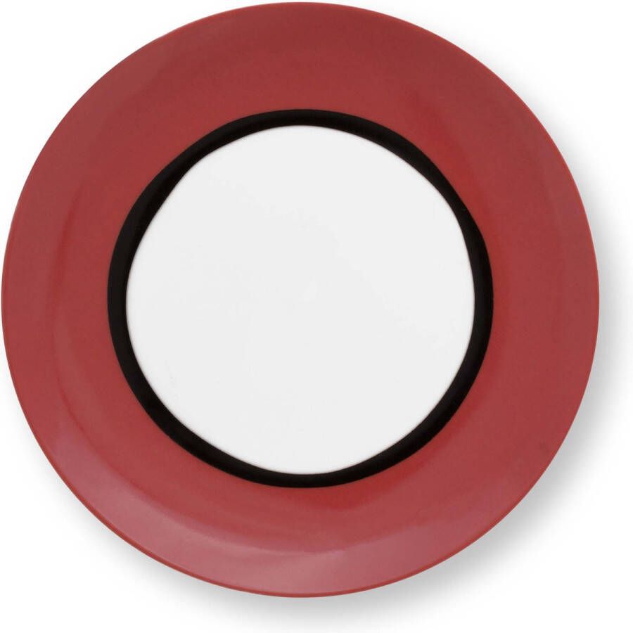VT Wonen collectie VT Wonen Circles Earth Red petit four bord ⌀ 12cm porselein klein gebaksbord rood servies