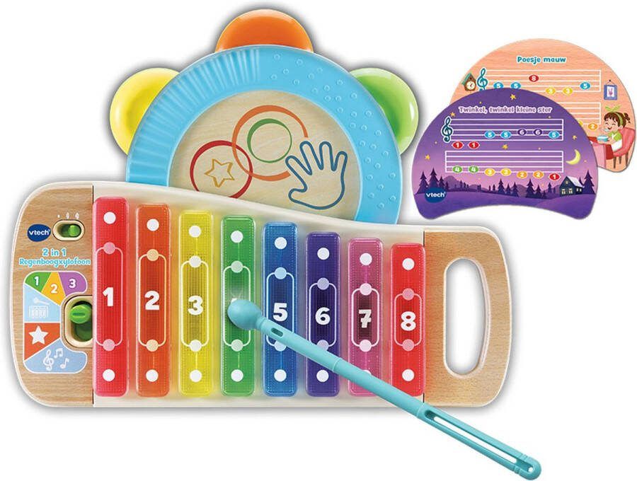 VTech 2 in 1 Regenboogxylofoon Speelgoedinstrument Muziek Xylofoon & Tamboerijn Muziek Speelgoed Vanaf 1.5 Jaar