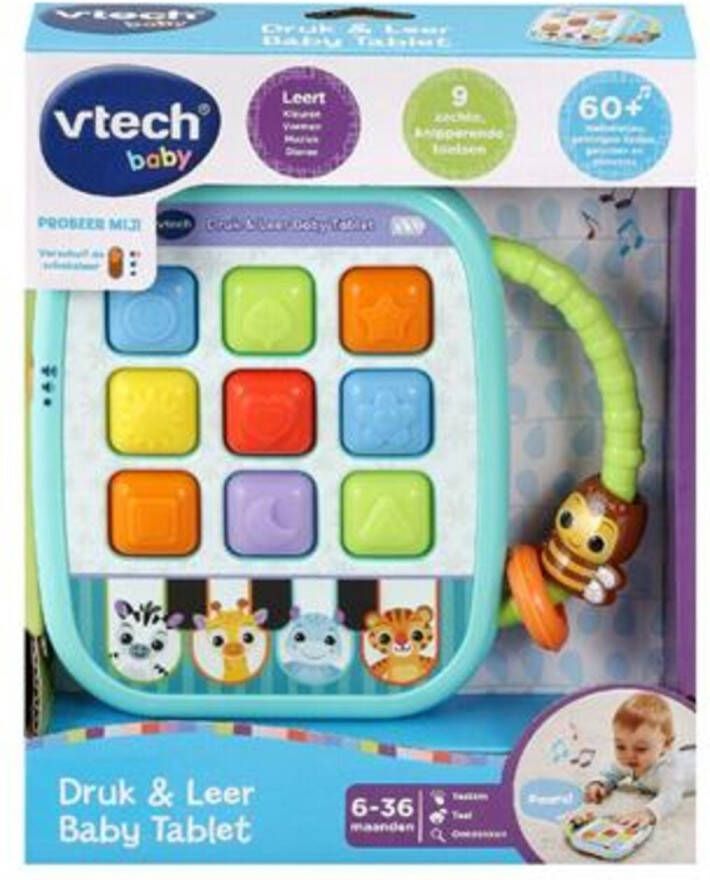 VTech Baby Dierenvriendjes Druk & Leer Tablet Educatief Speelgoed Leercomputer Van 6 tot 36 Maanden
