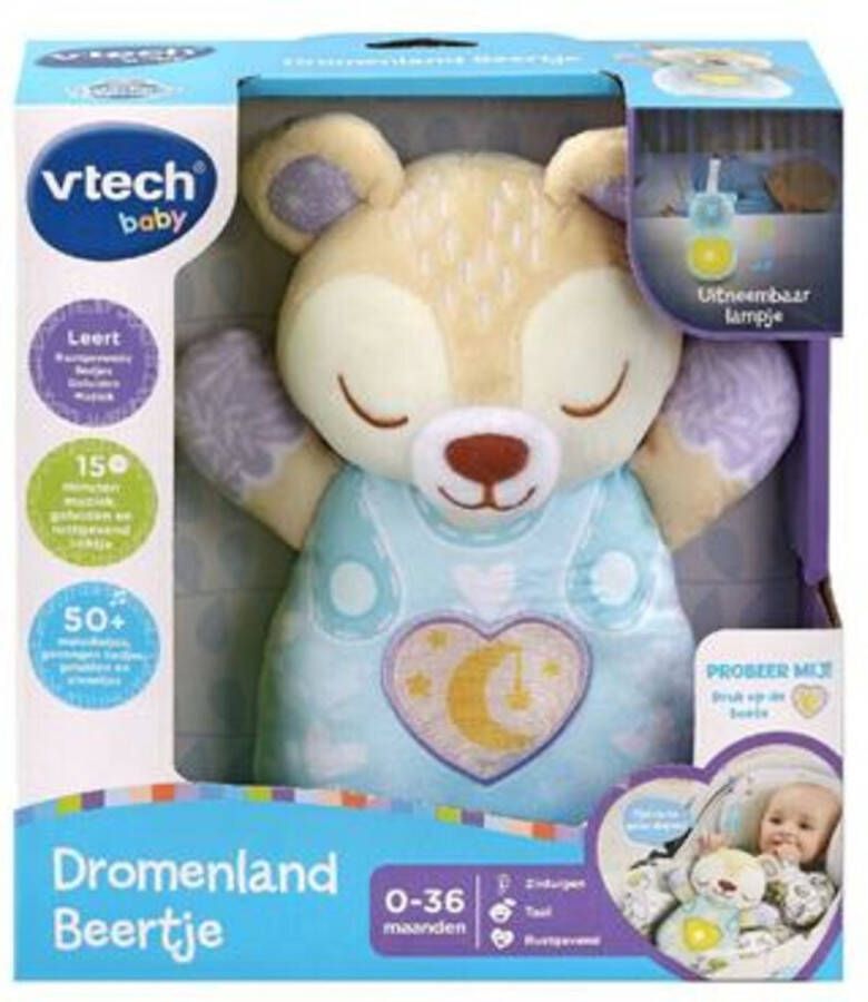 VTech Baby Dromenland Beertje Interactieve Knuffel Educatief Speelgoed Van 1 tot 3 Jaar Blauw